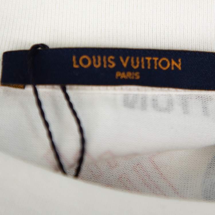 Pre Owned Louis Vuitton White Cotton All Over Logos Printed Crewneck T-shirt XL