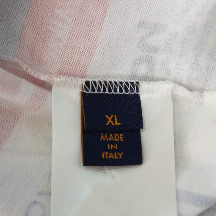 Pre Owned Louis Vuitton White Cotton All Over Logos Printed Crewneck T-shirt XL