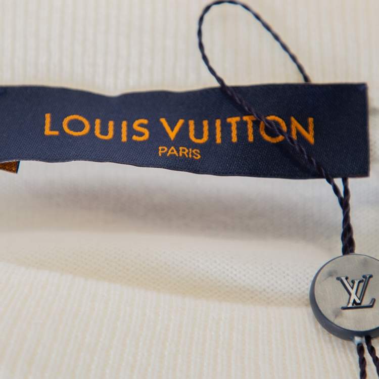 Pre Owned Louis Vuitton Cream Cashmere Plain Rainbow Crewneck T Shirt M