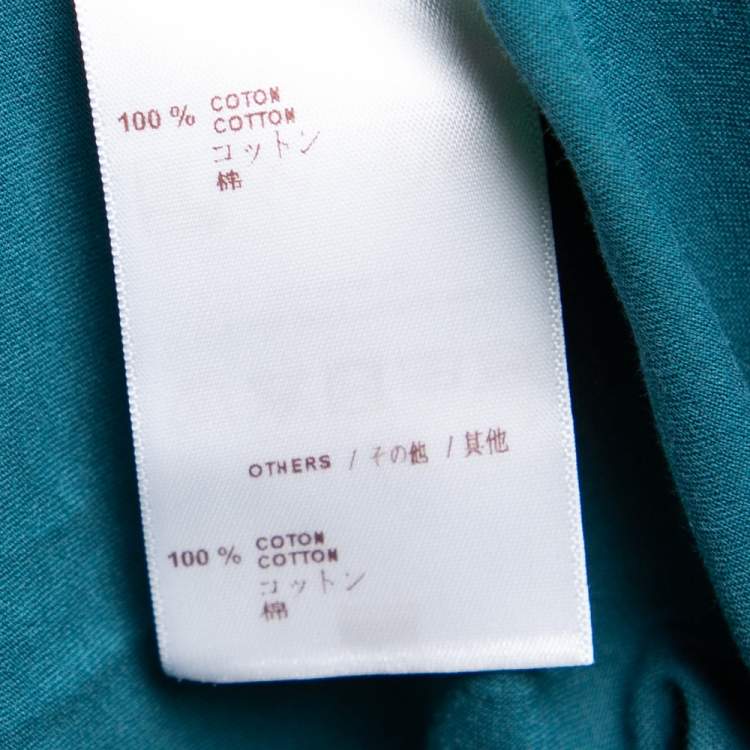 مملوكة مسبقًا Louis Vuitton Teal Blue Cotton Patch Detail Crewneck T-Shirt XS