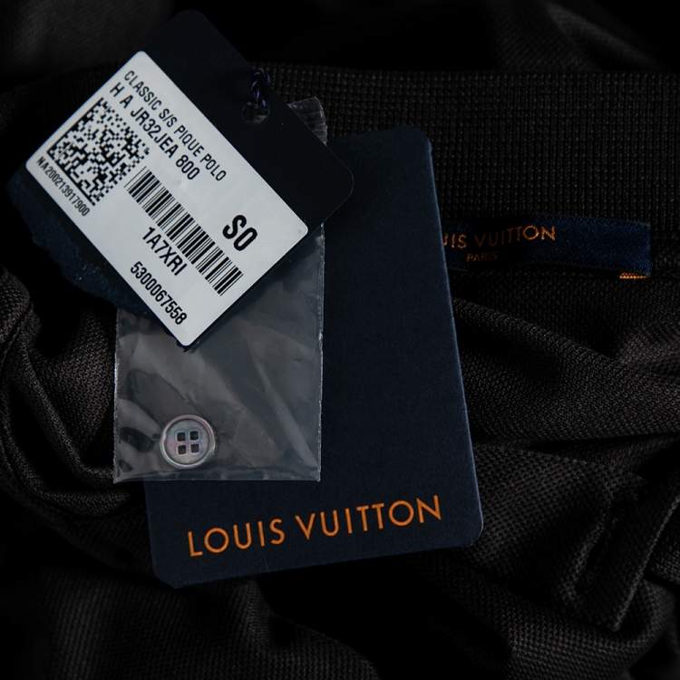 Pre Owned Louis Vuitton Grey Cotton Pique Logo Embroidered Short Sleeve T-Shirt S