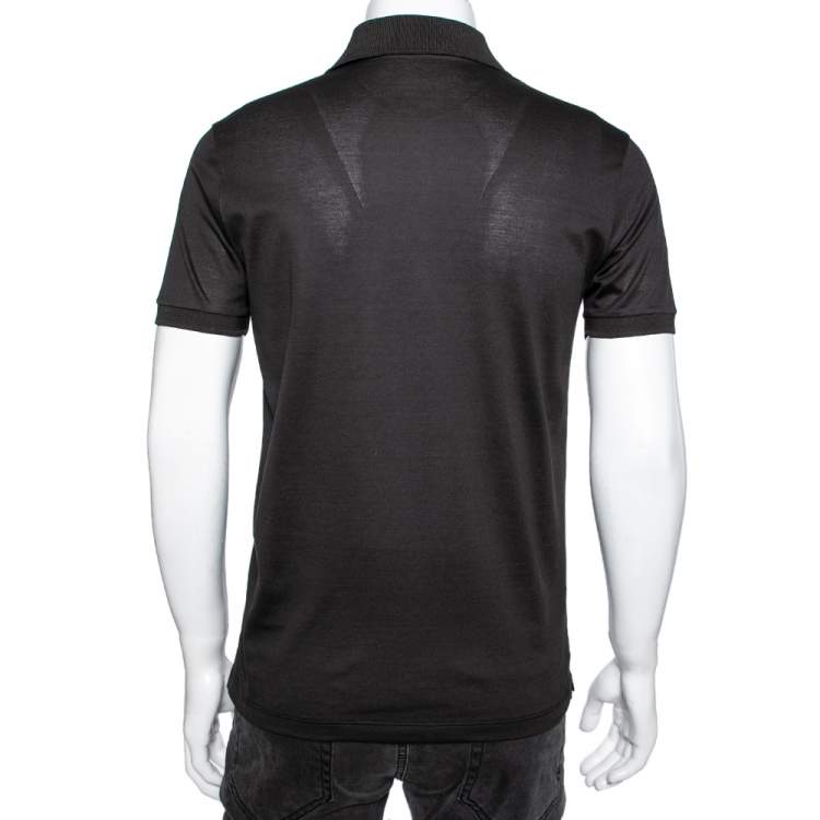 Pre Owned Louis Vuitton Grey Cotton Pique Logo Embroidered Short Sleeve T-Shirt S