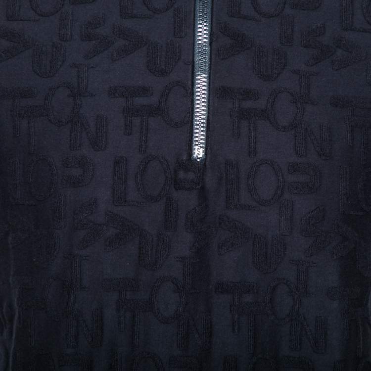 مملوكة مسبقًا Louis Vuitton Navy Blue Logo Jacquard Terry Cotton Polo T-Shirt XS