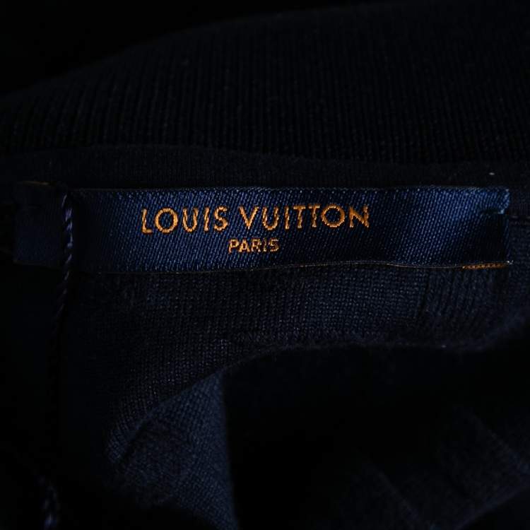 مملوكة مسبقًا Louis Vuitton Navy Blue Logo Jacquard Terry Cotton Polo T-Shirt XS