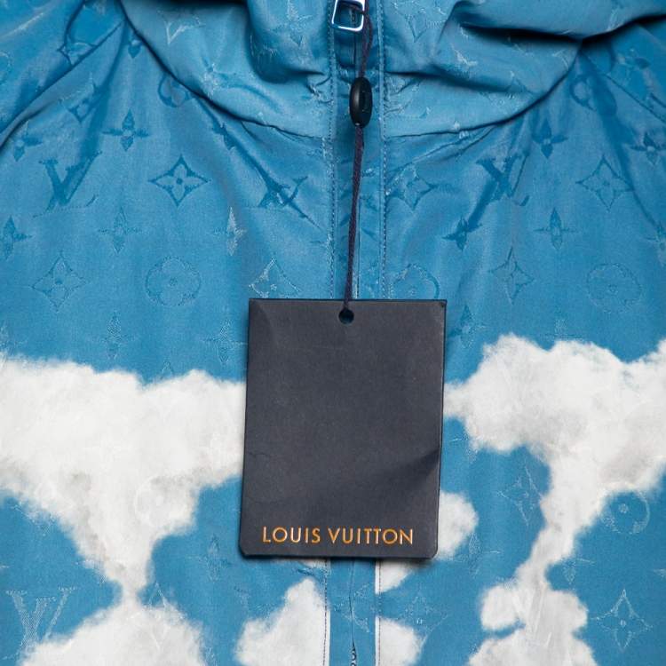 Pre Owned Louis Vuitton Blue Sky Printed Synthetic Hooded Jacket XXL