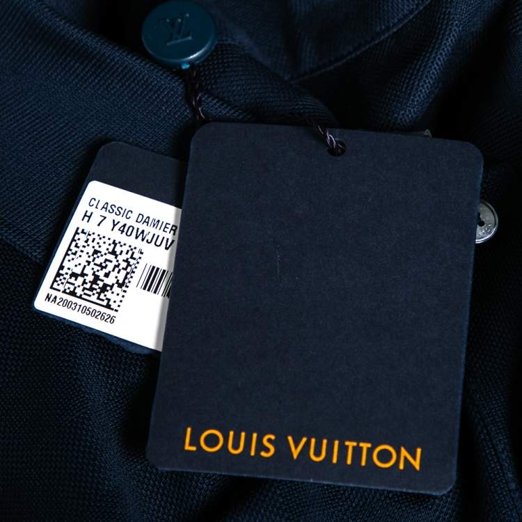 Pre Owned Louis Vuitton Navy Blue Cotton Knit Pocket Detail Polo T-Shirt 4XL