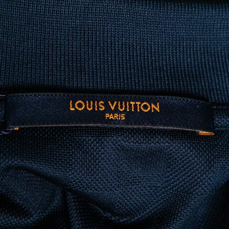Pre Owned Louis Vuitton Navy Blue Cotton Knit Pocket Detail Polo T-Shirt 4XL