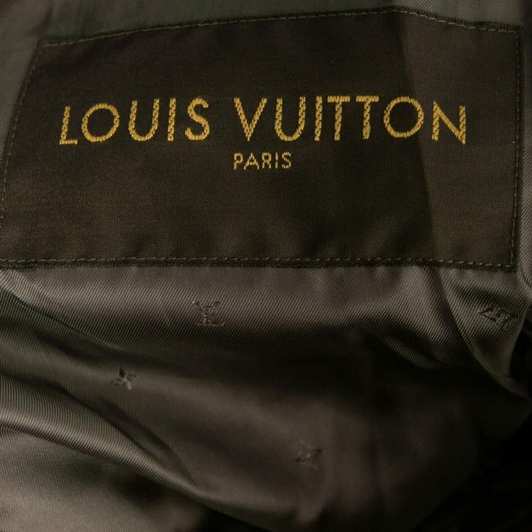 Pre Owned Louis Vuitton X Supreme Red Monogrammed Leather Bomber Jacket M