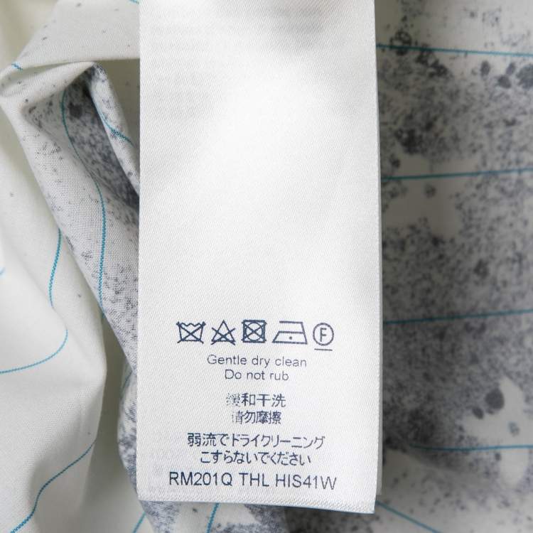 مملوكة مسبقًا Louis Vuitton Off-White Striped Monogram Spray Print Cotton Regular Fit Shirt S