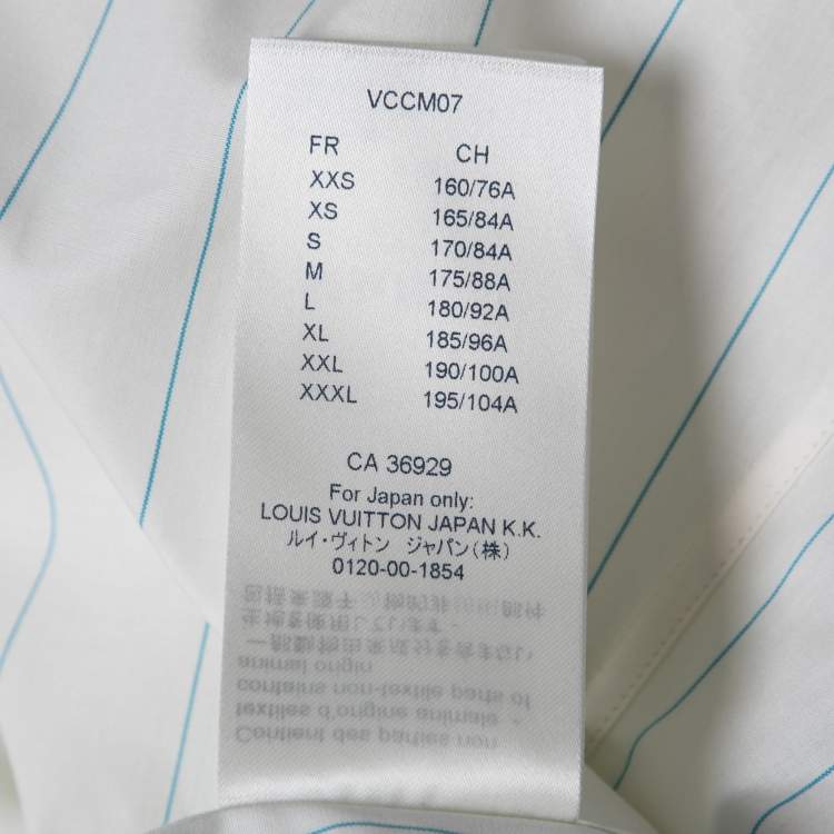 مملوكة مسبقًا Louis Vuitton Off-White Striped Monogram Spray Print Cotton Regular Fit Shirt S
