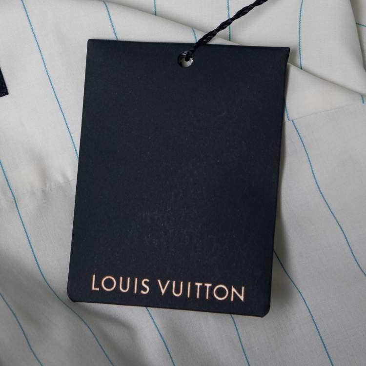 مملوكة مسبقًا Louis Vuitton Off-White Striped Monogram Spray Print Cotton Regular Fit Shirt S