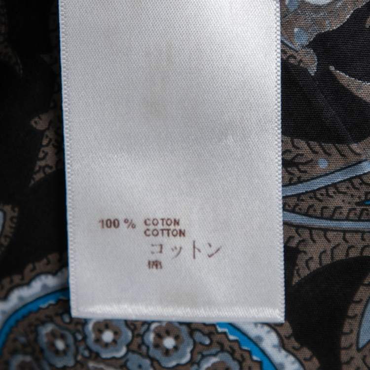 Pre Owned Louis Vuitton Blue Paisley Print Cotton Full Sleeves Button Front Shirt L