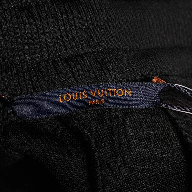 Pre Owned Louis Vuitton Black Neoprene Rainbow Embroidered Track Pants L