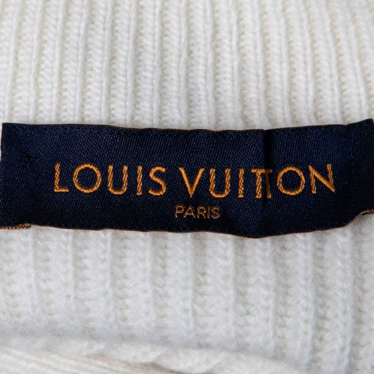 Pre Owned Louis Vuitton Cream Wool & Cashmere Turtleneck Sweater M