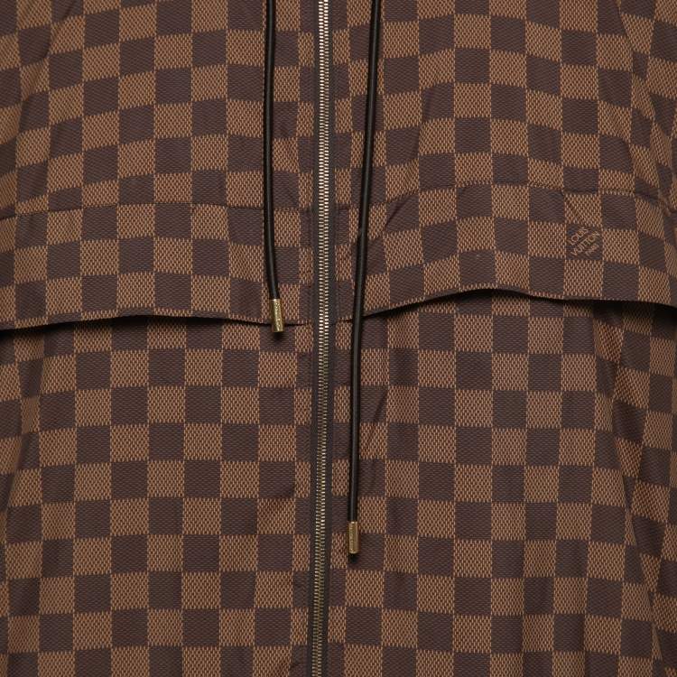 Pre Owned Louis Vuitton Brown Damier Ebene Synthetic Reversible & Convertible Jacket XL