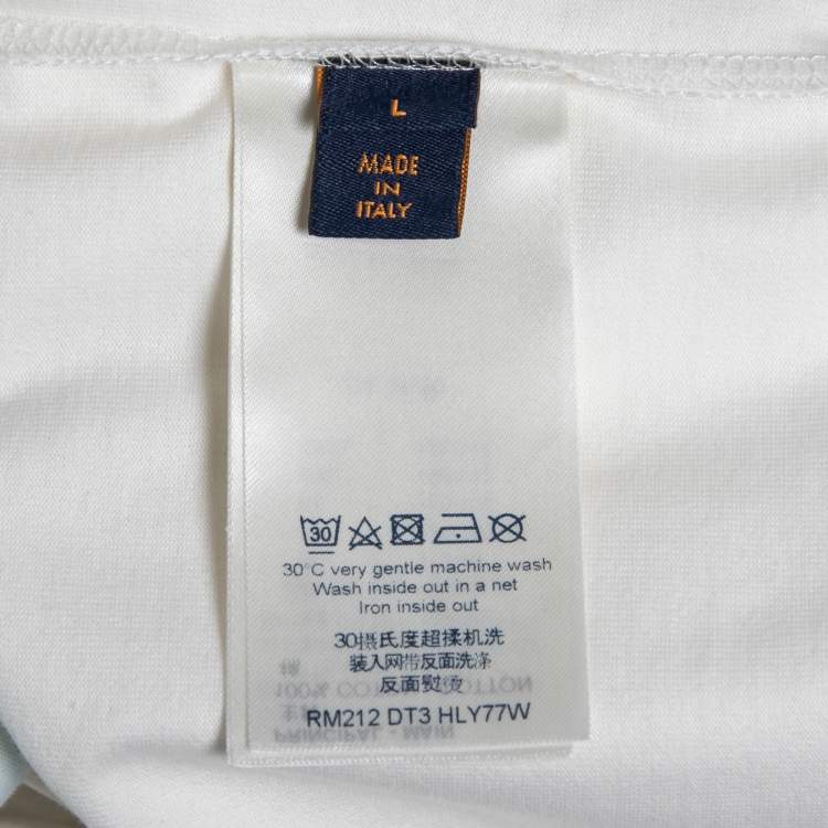 Pre Owned Louis Vuitton White Neon Working Man Print T-Shirt L