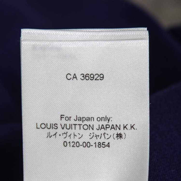 Pre Owned Louis Vuitton Blue Graphic Logo Print Cotton T-Shirt XL