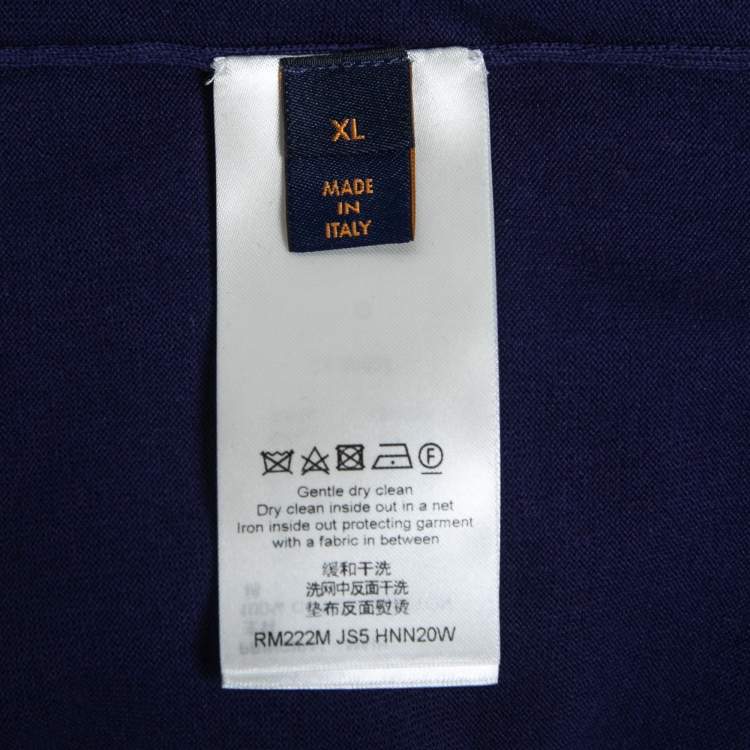 Pre Owned Louis Vuitton Blue Graphic Logo Print Cotton T-Shirt XL