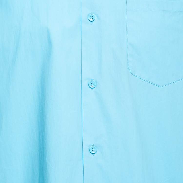 Pre Owned Louis Vuitton Sky Blue Pocket Detail Button Front Shirt XL