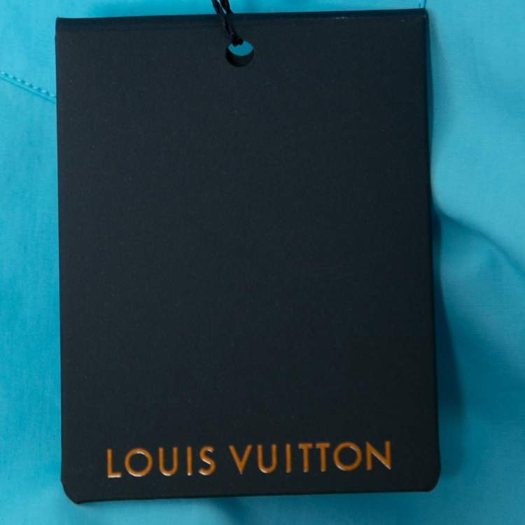 Pre Owned Louis Vuitton Sky Blue Pocket Detail Button Front Shirt XL