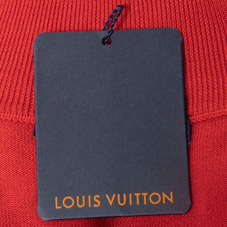 Pre Owned Louis Vuitton Red Wool and Silk Blend Zip-Up Jacket L