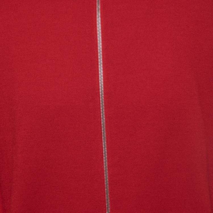 Pre Owned Louis Vuitton Red Wool and Silk Blend Zip-Up Jacket L