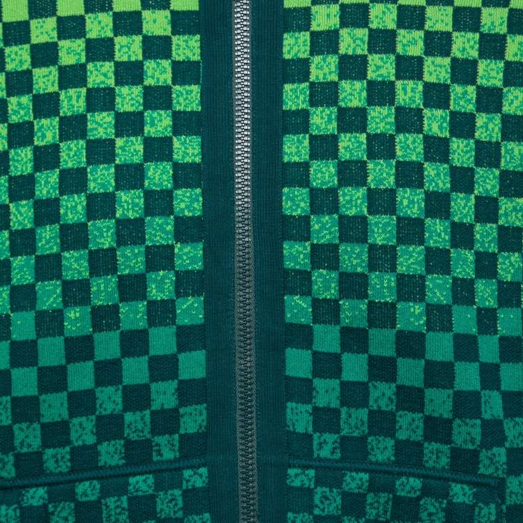 Pre Owned Louis Vuitton Mallard Blue Damier Pattern Cotton Knit Reversible Track Top M