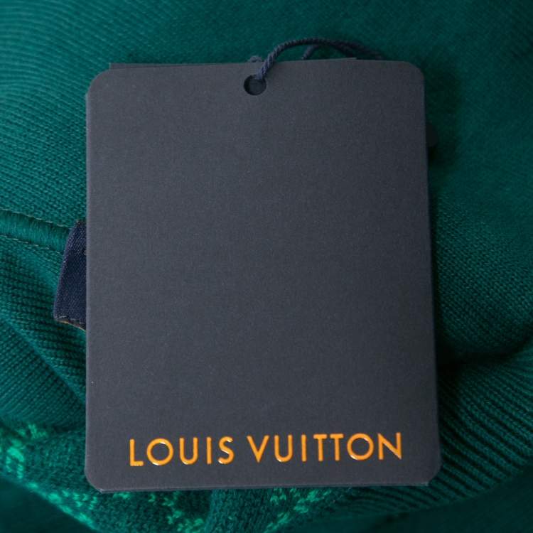 Pre Owned Louis Vuitton Mallard Blue Damier Pattern Cotton Knit Reversible Track Top M