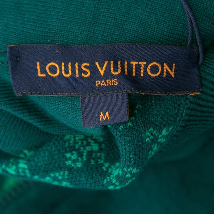 Pre Owned Louis Vuitton Mallard Blue Damier Pattern Cotton Knit Reversible Track Top M