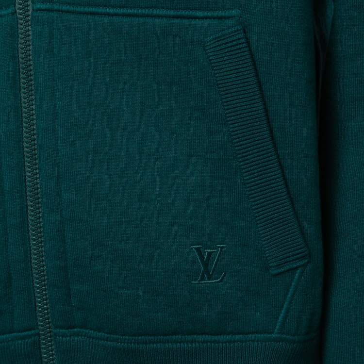 Pre Owned Louis Vuitton Mallard Blue Damier Pattern Cotton Knit Reversible Track Top M