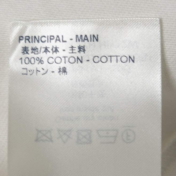 Pre Owned Louis Vuitton Milk White LV Pendant Embroidered Cotton Crew Neck T-Shirt 4XL