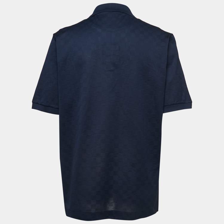 Louis Vuitton Navy Blue Cotton Pique Damier Pattern Polo T-Shirt L Louis  Vuitton