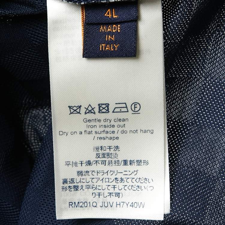 Pre Owned Louis Vuitton Navy Blue Damier Cotton Pique Polo T-Shirt 4L
