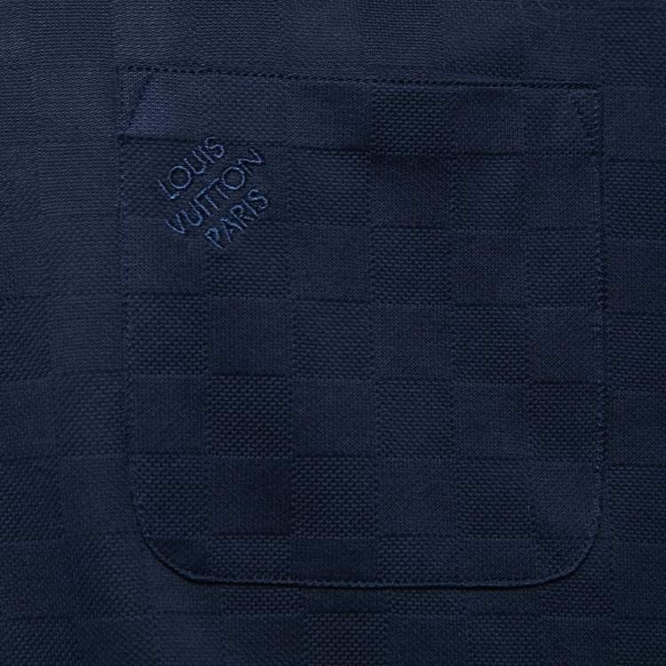 Pre Owned Louis Vuitton Navy Blue Damier Cotton Pique Polo T-Shirt 4L