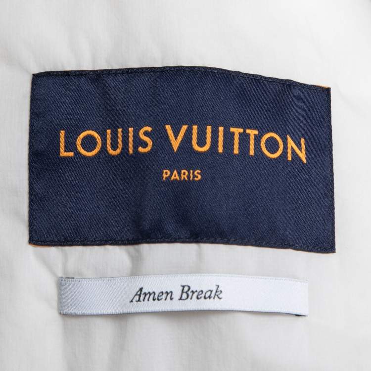 Pre Owned Louis Vuitton White Down Cropped Rave Puffer Jacket L