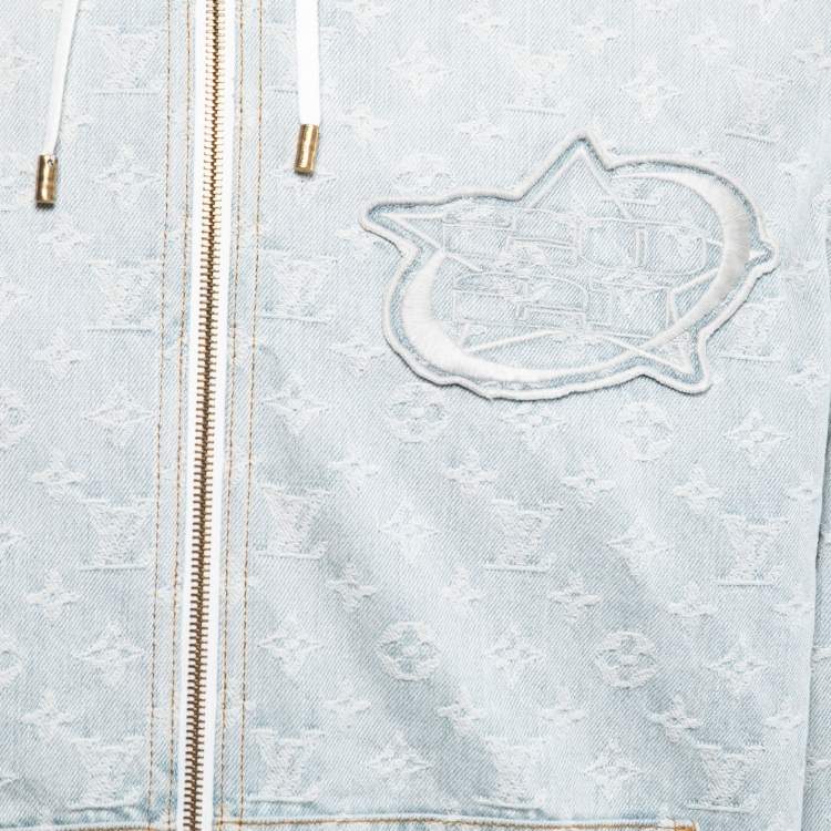 Pre Owned Louis Vuitton X NBA Blue Monogram Denim Hooded Jacket XL
