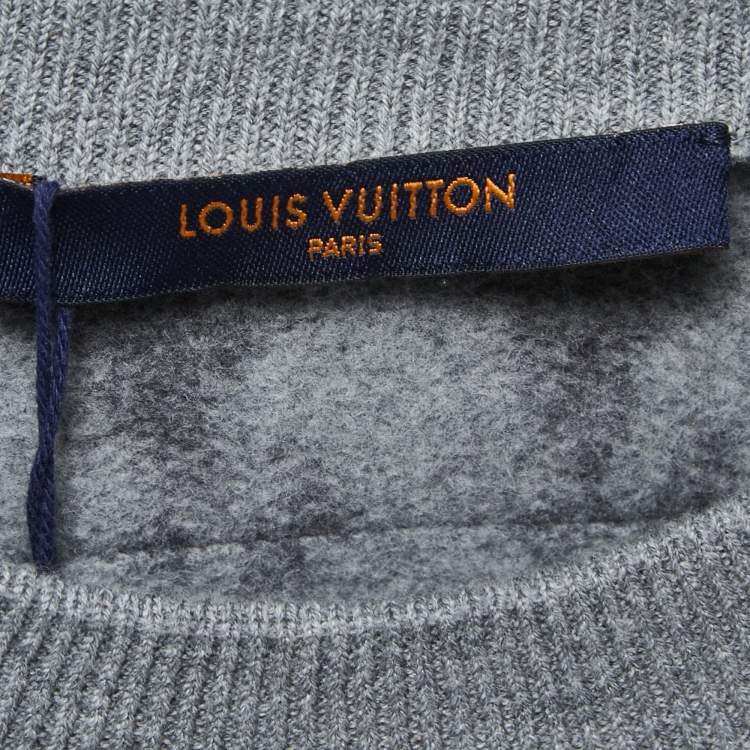 Pre Owned Louis Vuitton Grey All-Over NBA Player Patterned Cotton Crew Neck Sweatshirt XL