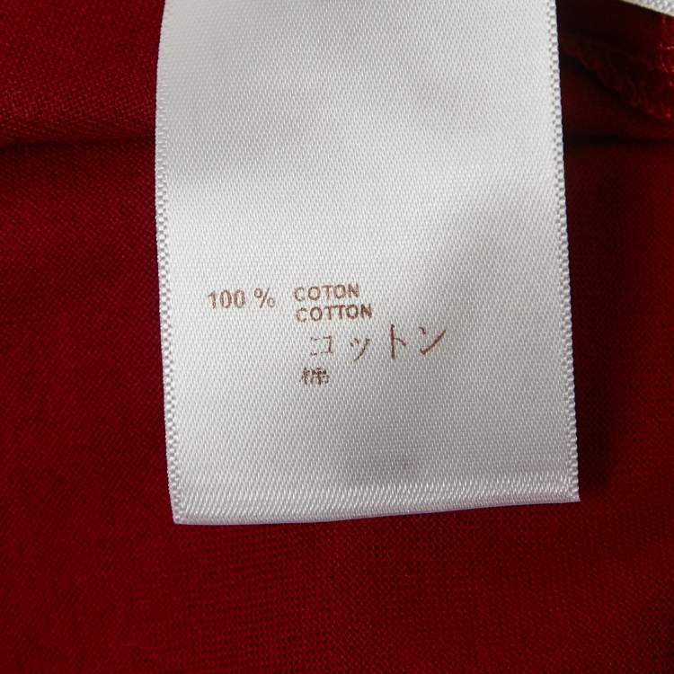 Pre Owned Louis Vuitton Red Cotton Logo Embroidered Crew Neck T-Shirt L 