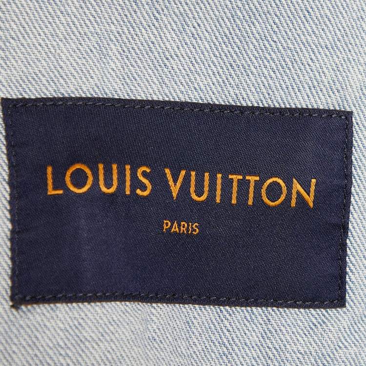 Pre Owned Louis Vuitton Blue Washed Denim Button Front Jacket XXL