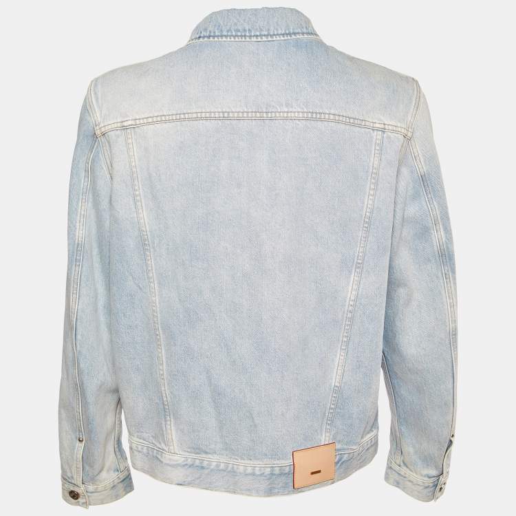 Pre Owned Louis Vuitton Blue Washed Denim Button Front Jacket XXL