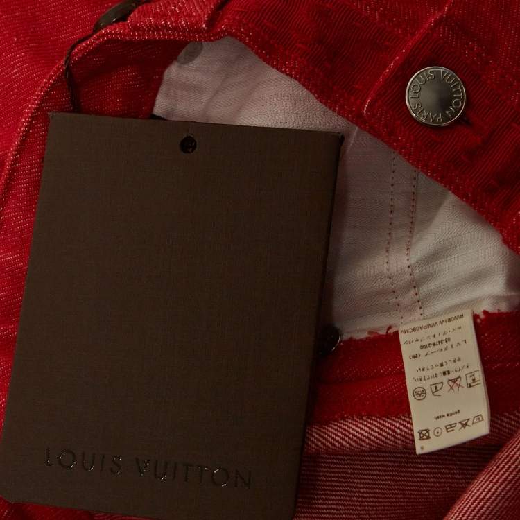 Pre Owned Louis Vuitton Red Denim Jeans S Waist 30"