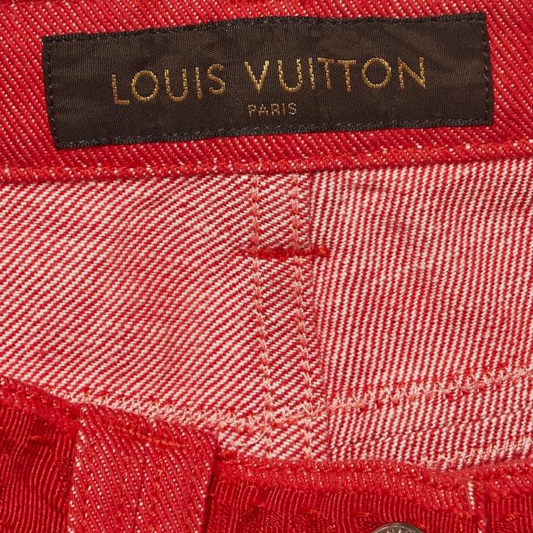Pre Owned Louis Vuitton Red Denim Jeans S Waist 30"