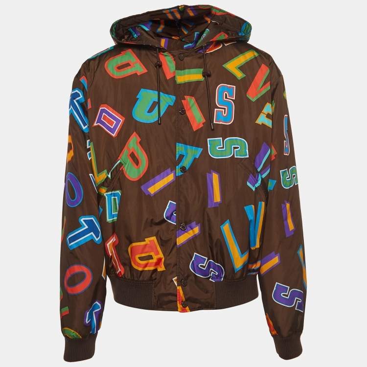 Louis Vuitton X NBA Multicolor Letters Print Nylon Hooded Jacket XXL ...