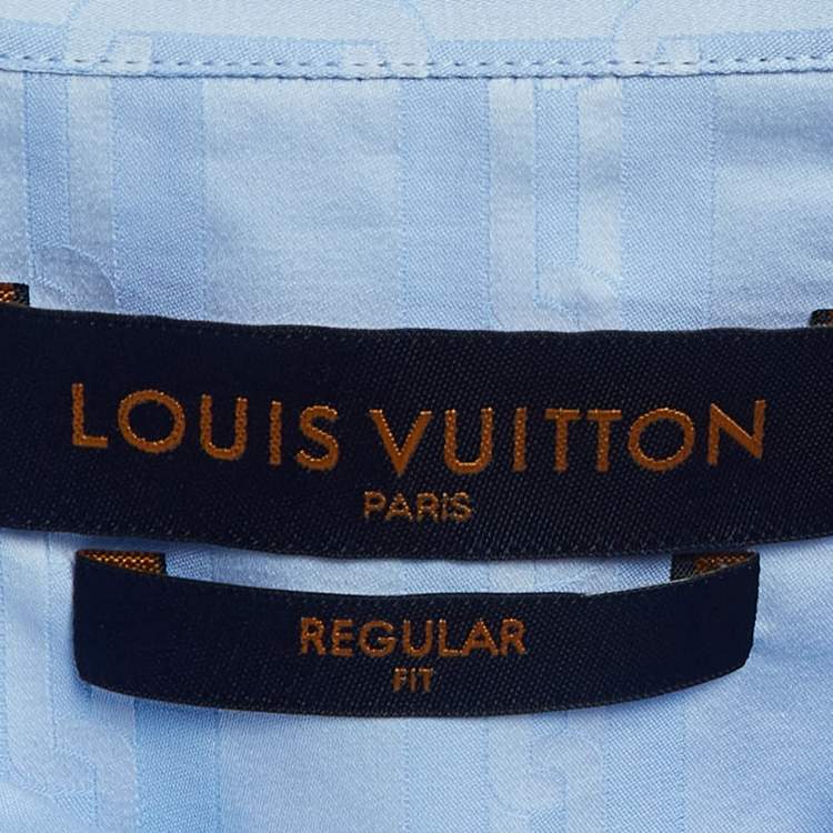Pre Owned Louis Vuitton Blue Striped Cotton Regular Fit Shirt XL
