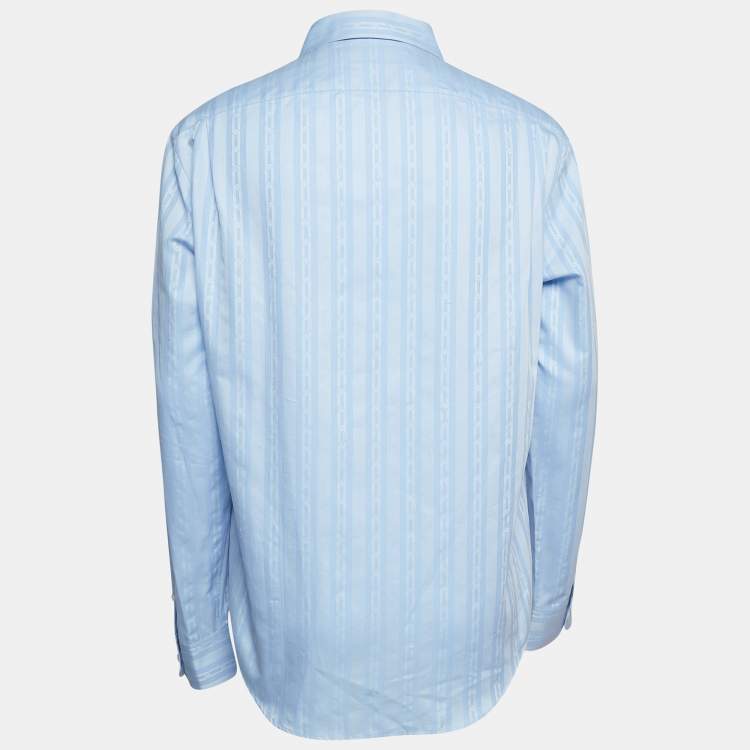 Pre Owned Louis Vuitton Blue Striped Cotton Regular Fit Shirt XL