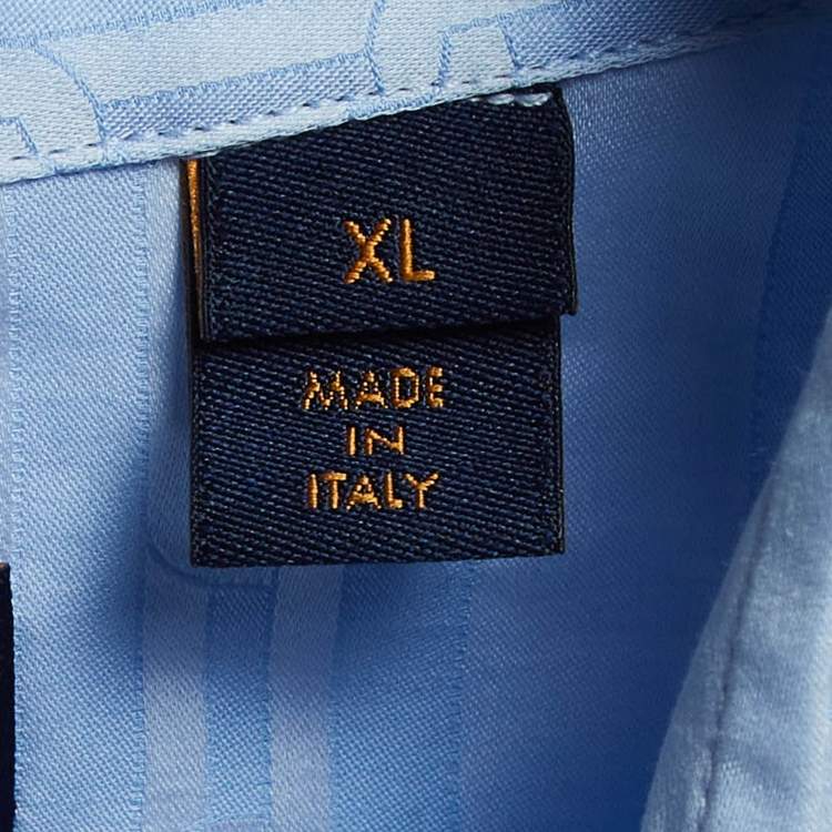 Pre Owned Louis Vuitton Blue Striped Cotton Regular Fit Shirt XL