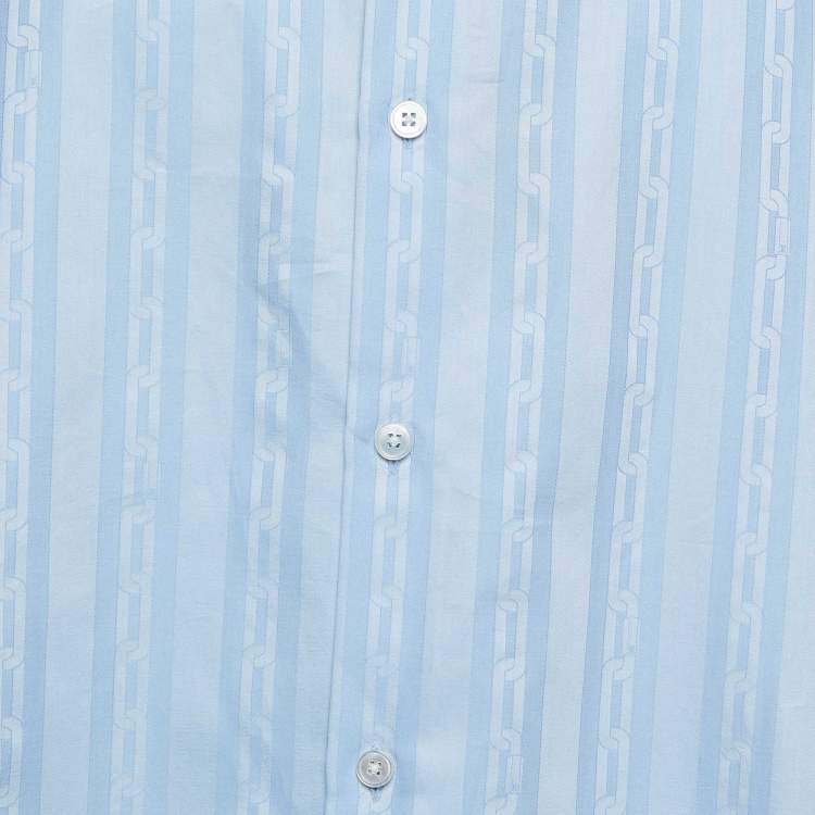 Pre Owned Louis Vuitton Blue Striped Cotton Regular Fit Shirt XL