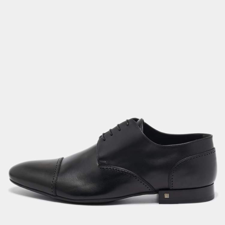 Pre Owned Louis Vuitton Black Leather Oxfords Size 43