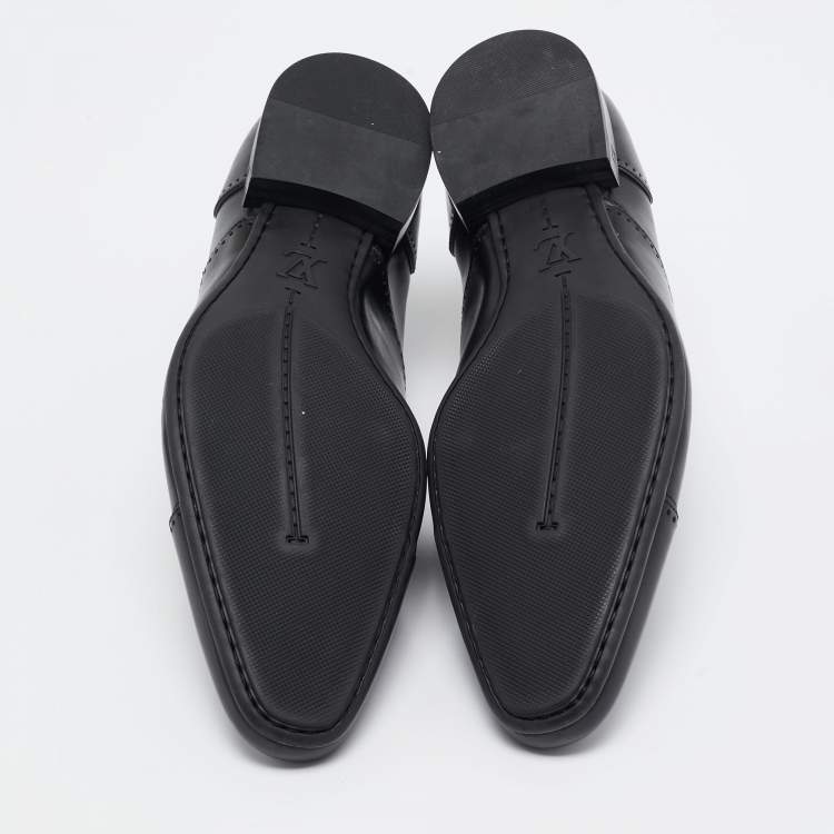 Pre Owned Louis Vuitton Black Leather Oxfords Size 43