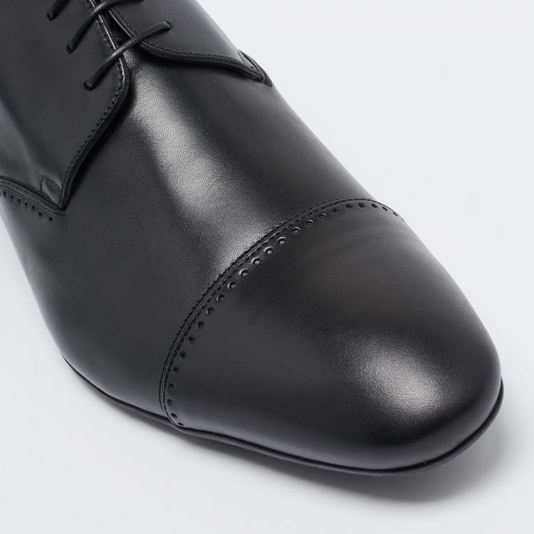 Pre Owned Louis Vuitton Black Leather Oxfords Size 43